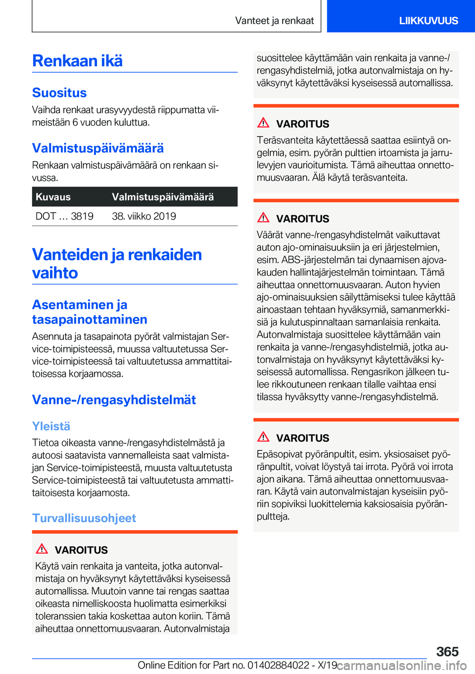 BMW X7 2020  Omistajan Käsikirja (in Finnish) �R�e�n�k�a�a�n��i�k�
