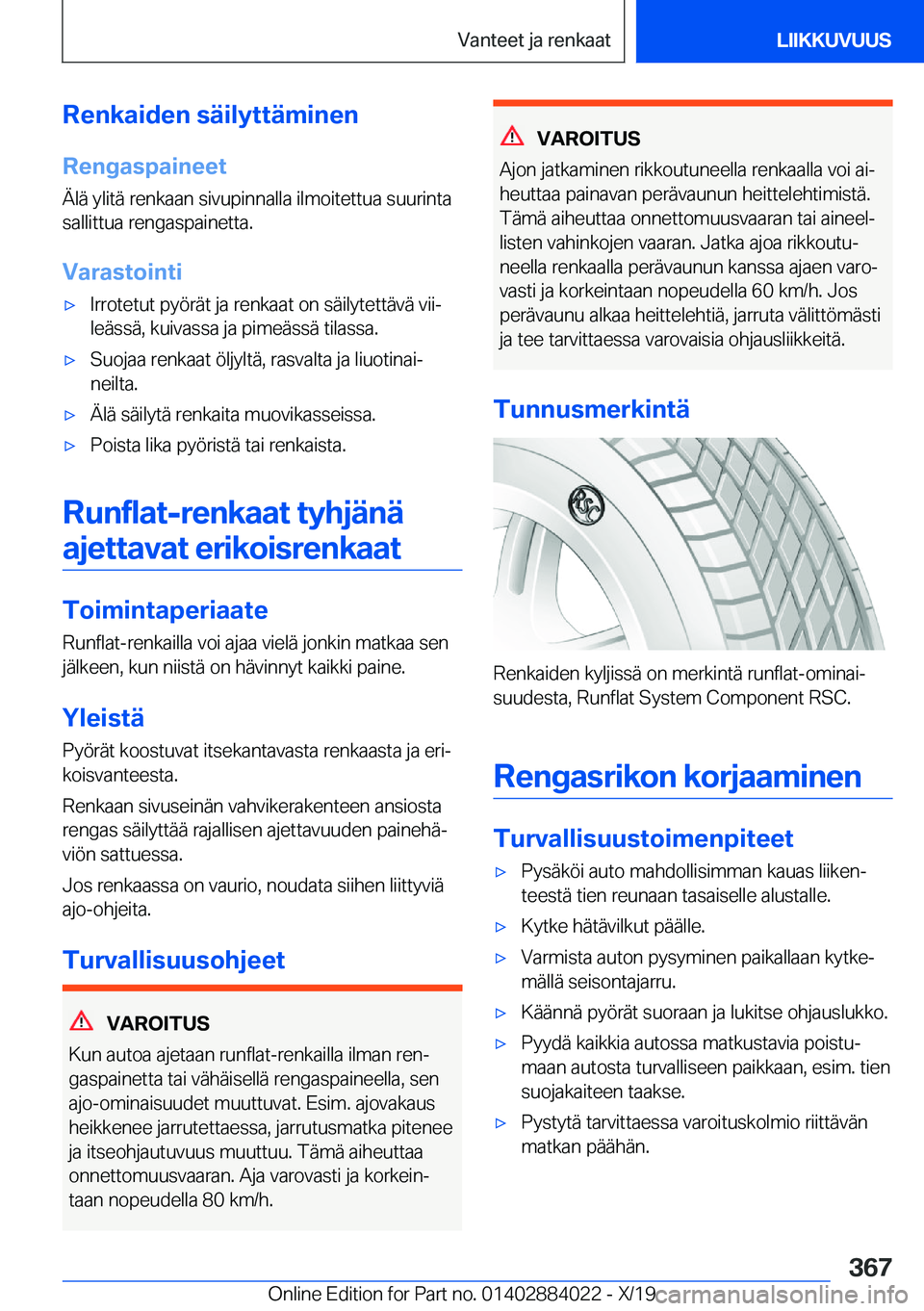 BMW X7 2020  Omistajan Käsikirja (in Finnish) �R�e�n�k�a�i�d�e�n��s�
