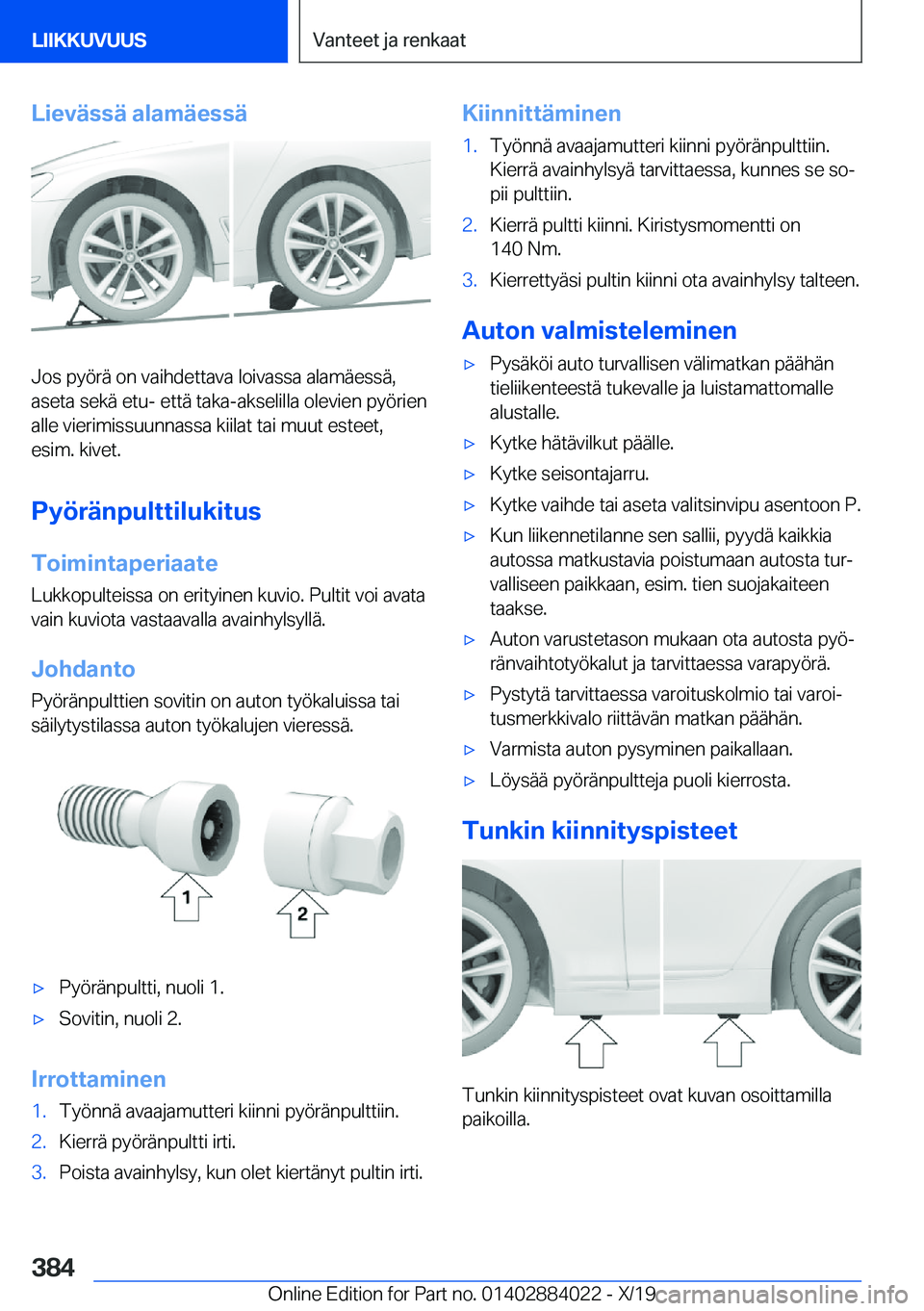 BMW X7 2020  Omistajan Käsikirja (in Finnish) �L�i�e�v�