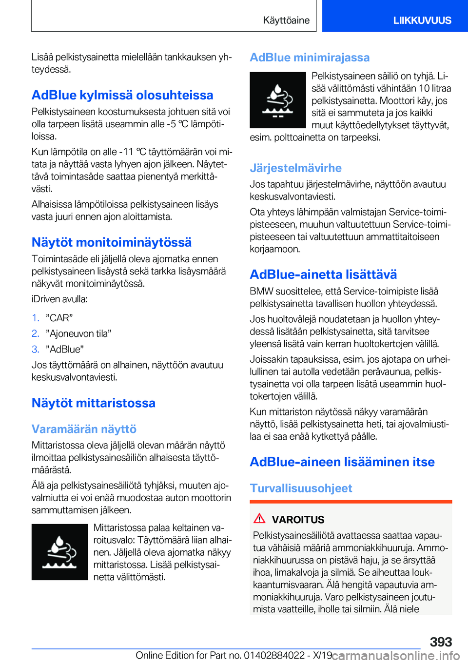 BMW X7 2020  Omistajan Käsikirja (in Finnish) �L�i�s�