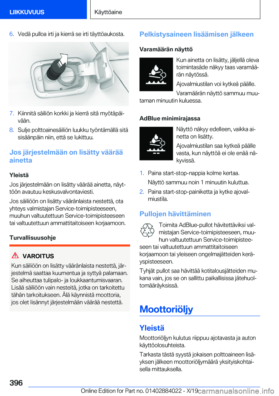BMW X7 2020  Omistajan Käsikirja (in Finnish) �6�.�V�e�d�