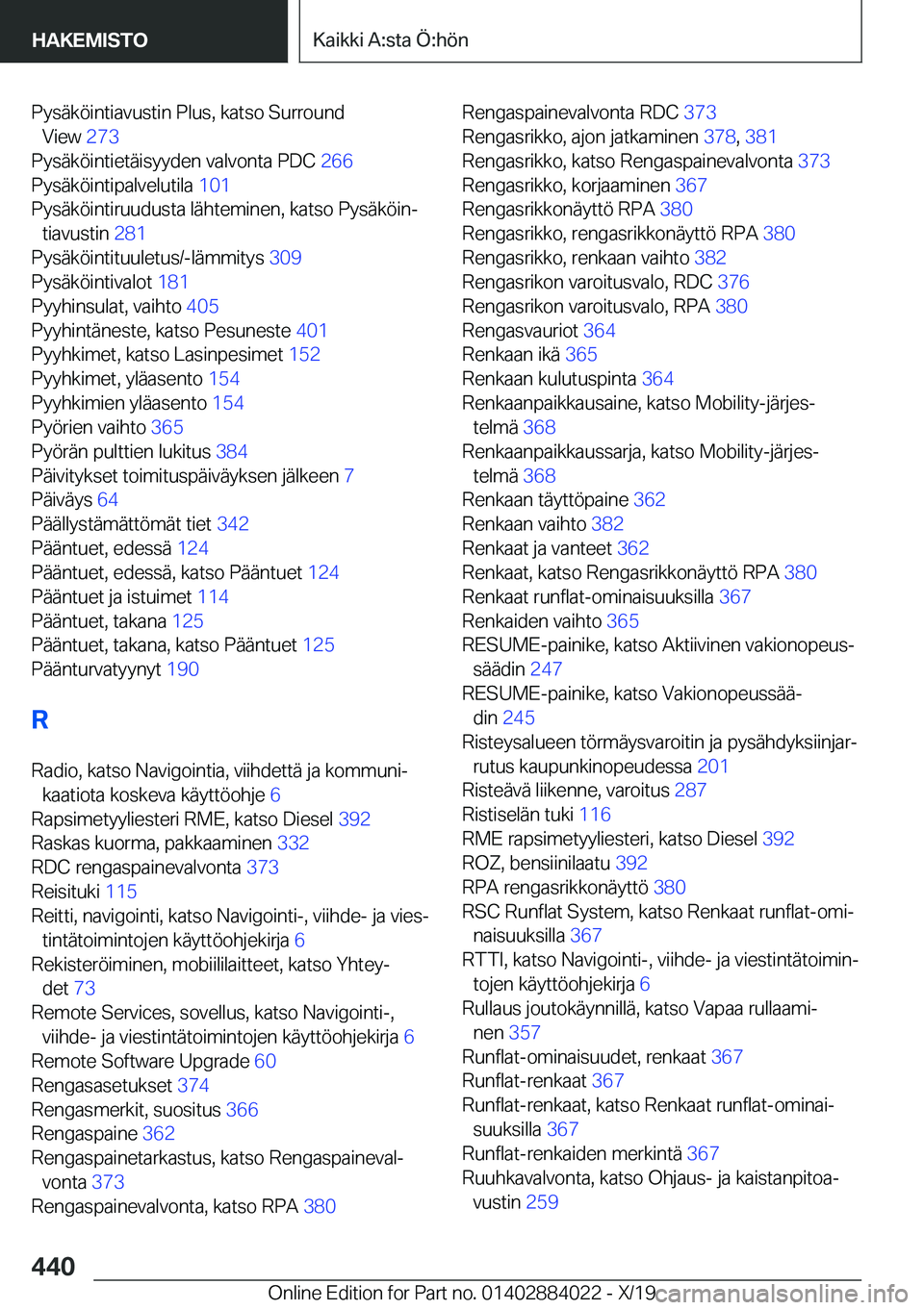 BMW X7 2020  Omistajan Käsikirja (in Finnish) �P�y�s�