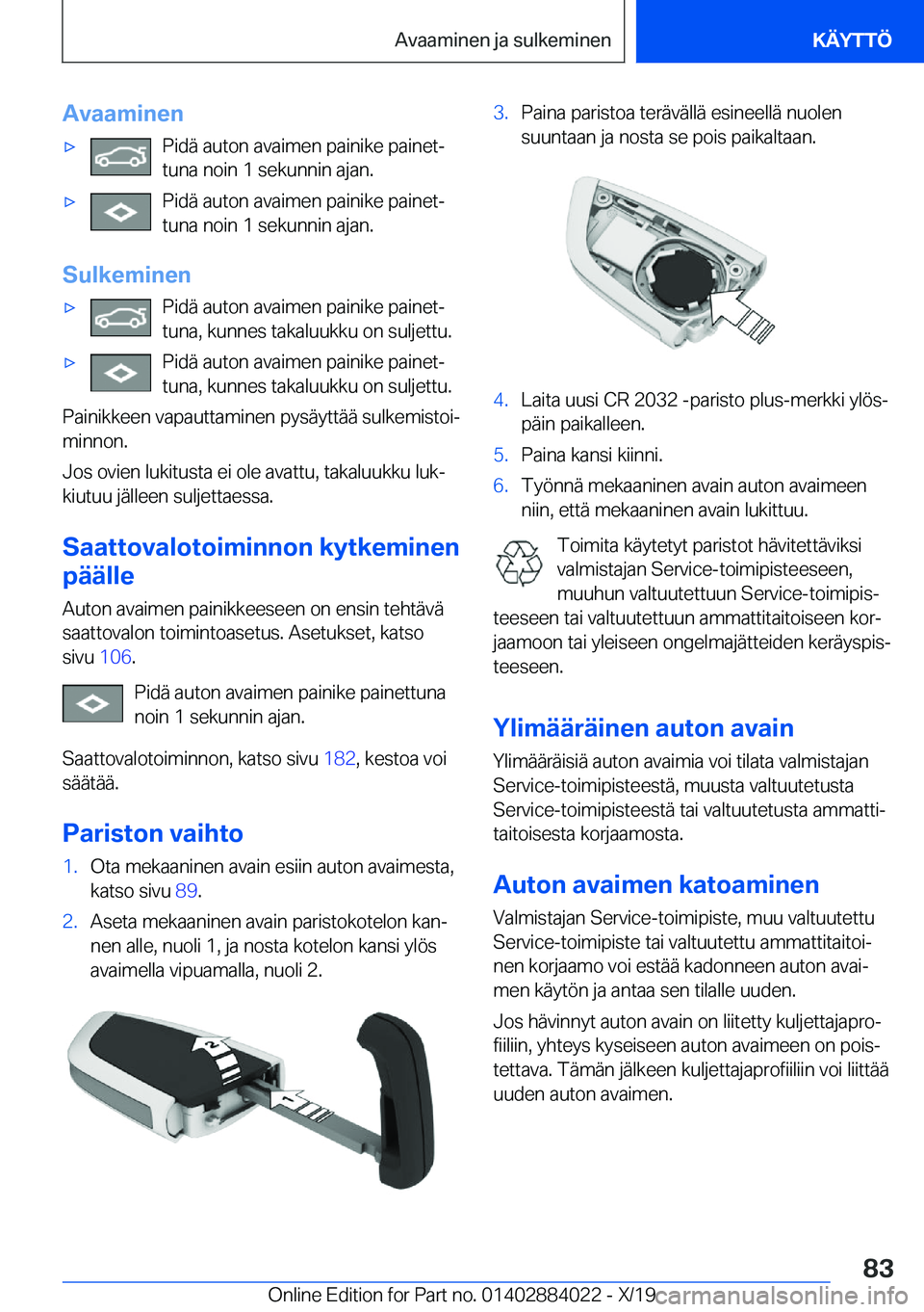 BMW X7 2020  Omistajan Käsikirja (in Finnish) �A�v�a�a�m�i�n�e�n'x�P�i�d�
