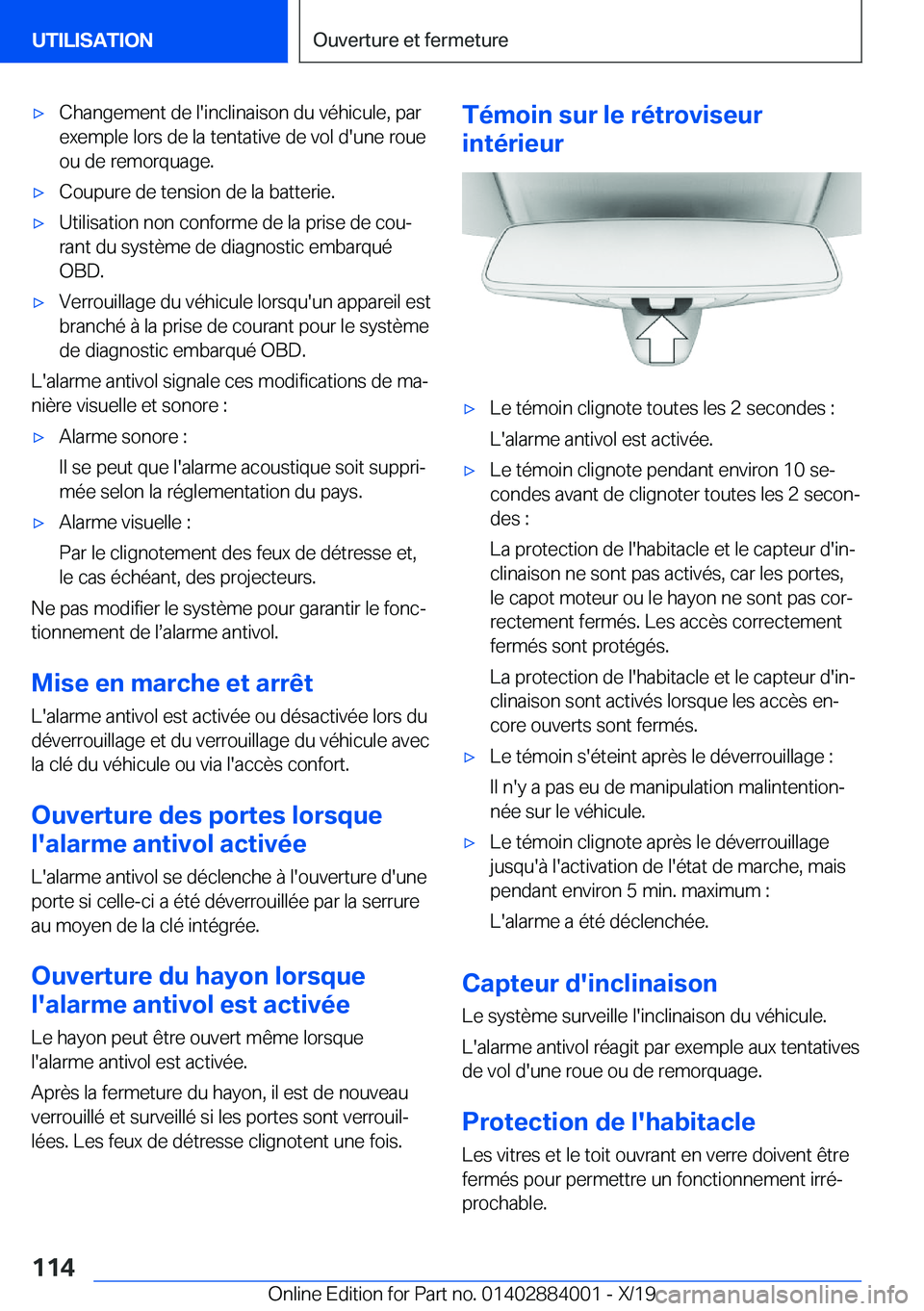 BMW X7 2020  Notices Demploi (in French) 'x�C�h�a�n�g�e�m�e�n�t��d�e��l�'�i�n�c�l�i�n�a�i�s�o�n��d�u��v�é�h�i�c�u�l�e�,��p�a�r
�e�x�e�m�p�l�e��l�o�r�s��d�e��l�a��t�e�n�t�a�t�i�v�e��d�e��v�o�l��d�'�u�n�e��r�o�u�e
�o�