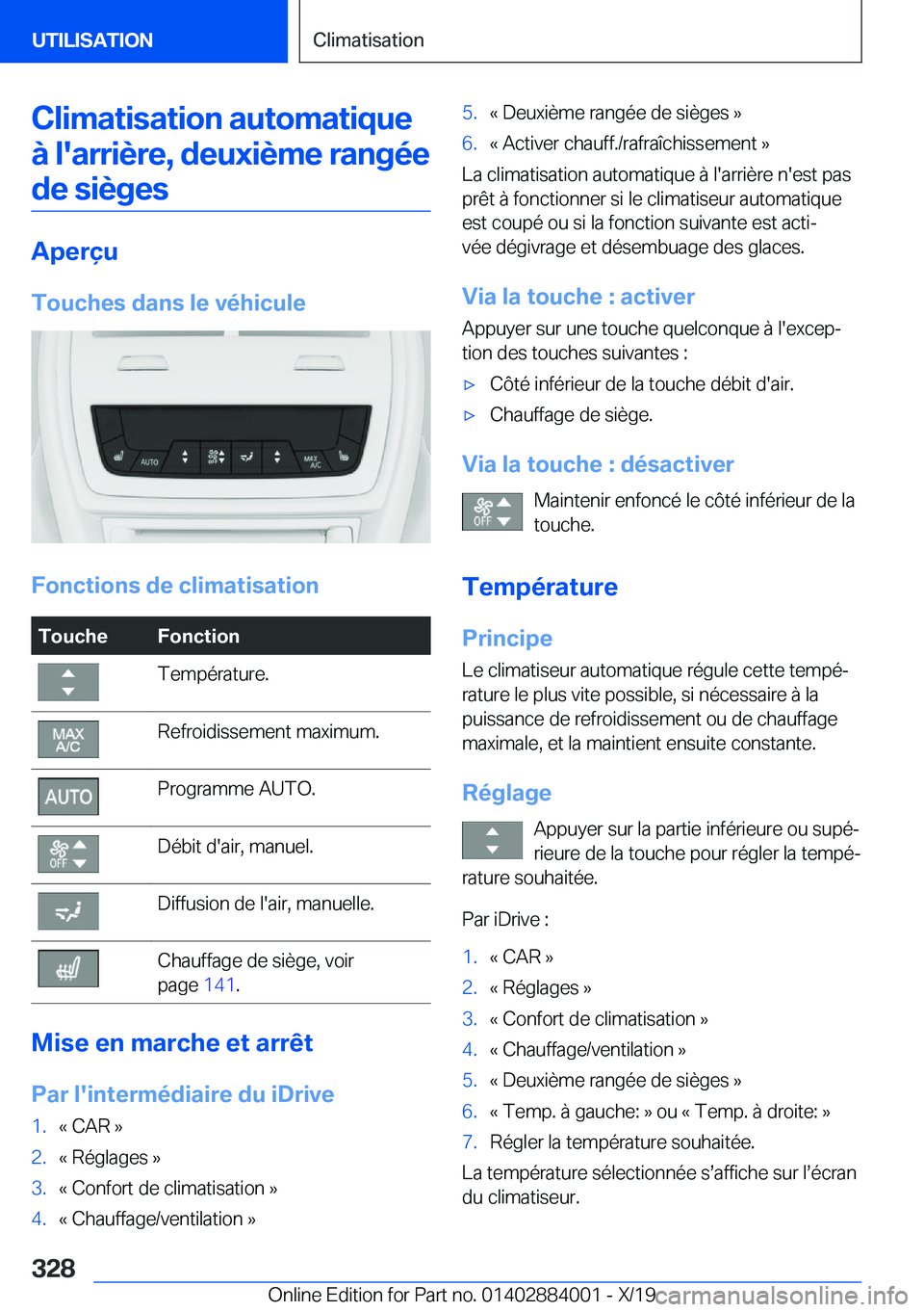 BMW X7 2020  Notices Demploi (in French) �C�l�i�m�a�t�i�s�a�t�i�o�n��a�u�t�o�m�a�t�i�q�u�e�