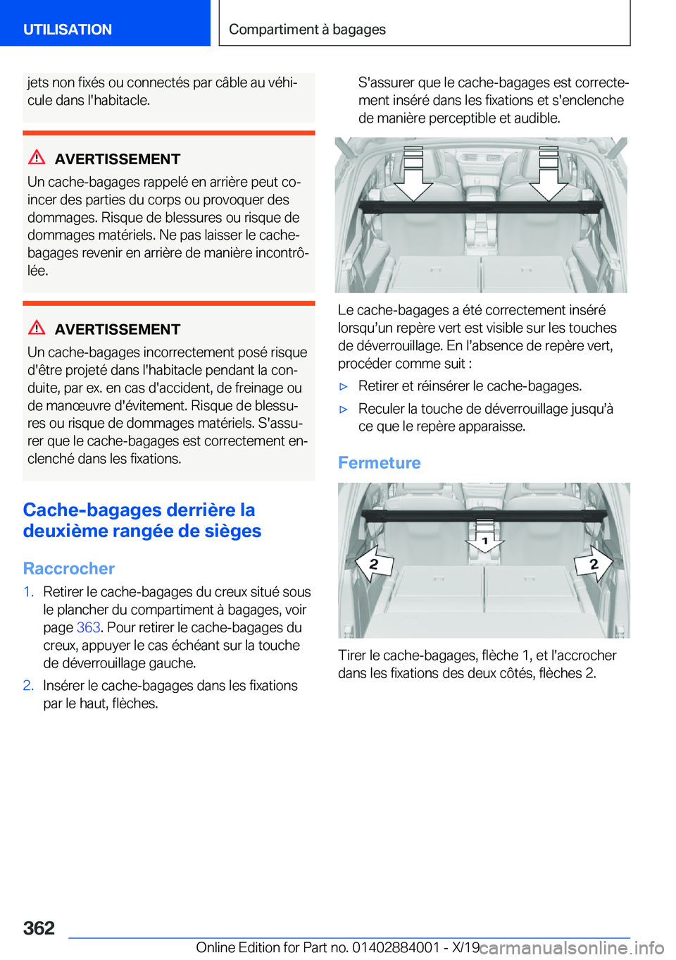 BMW X7 2020  Notices Demploi (in French) �j�e�t�s��n�o�n��f�i�x�é�s��o�u��c�o�n�n�e�c�t�é�s��p�a�r��c�