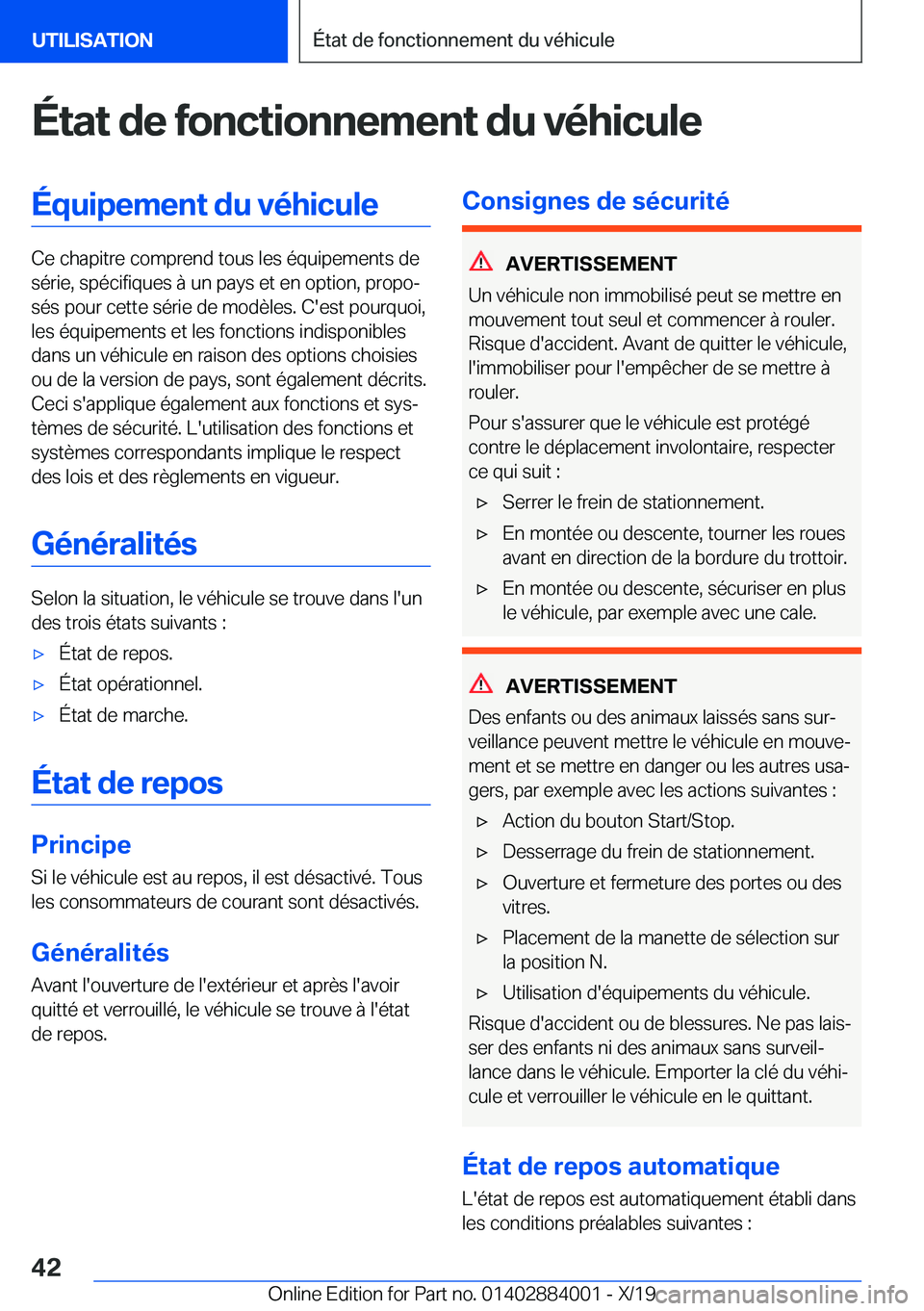 BMW X7 2020  Notices Demploi (in French) �