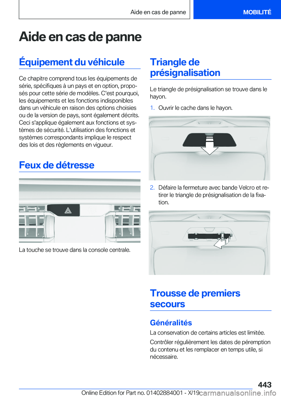 BMW X7 2020  Notices Demploi (in French) �A�i�d�e��e�n��c�a�s��d�e��p�a�n�n�e�