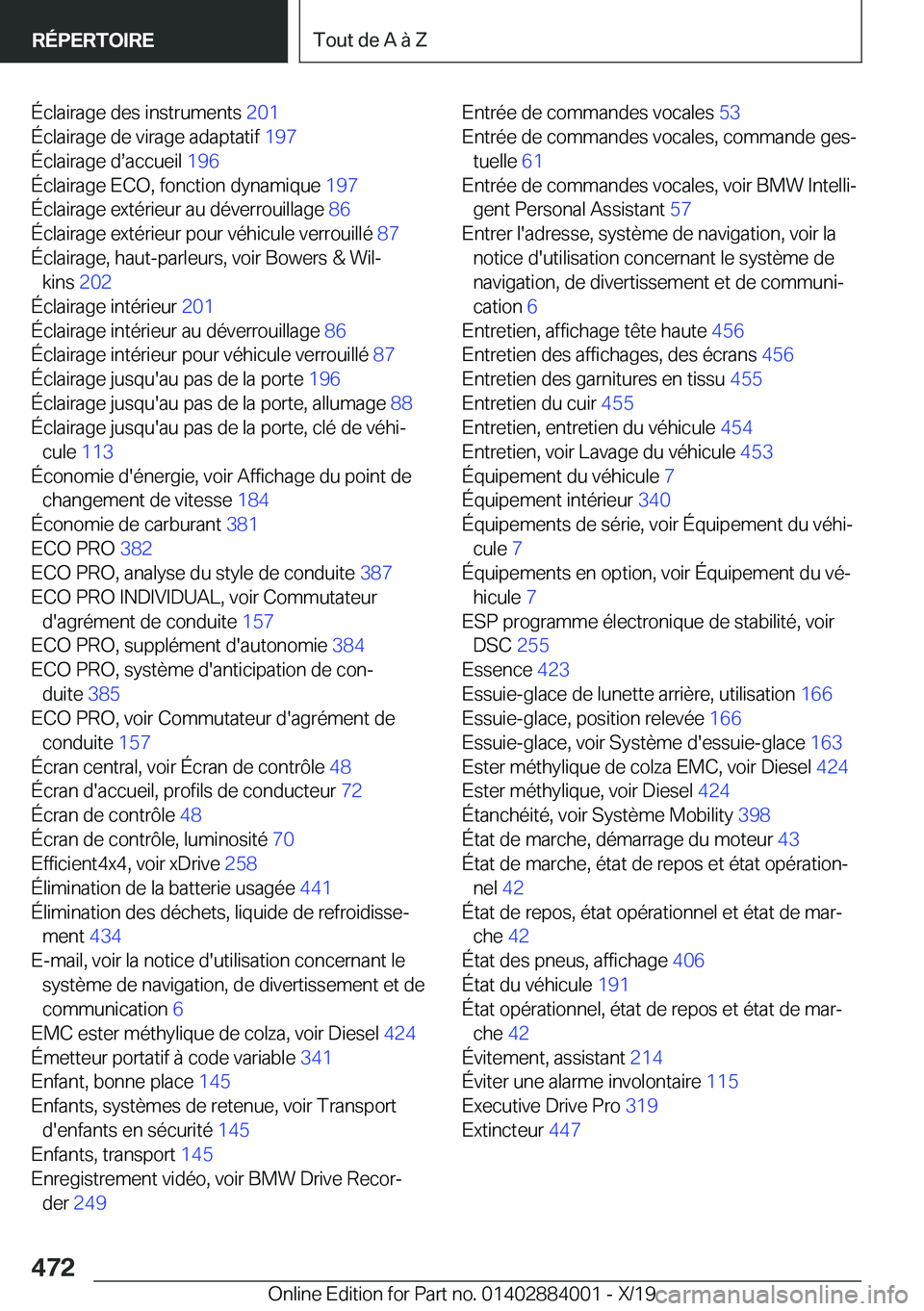 BMW X7 2020  Notices Demploi (in French) �