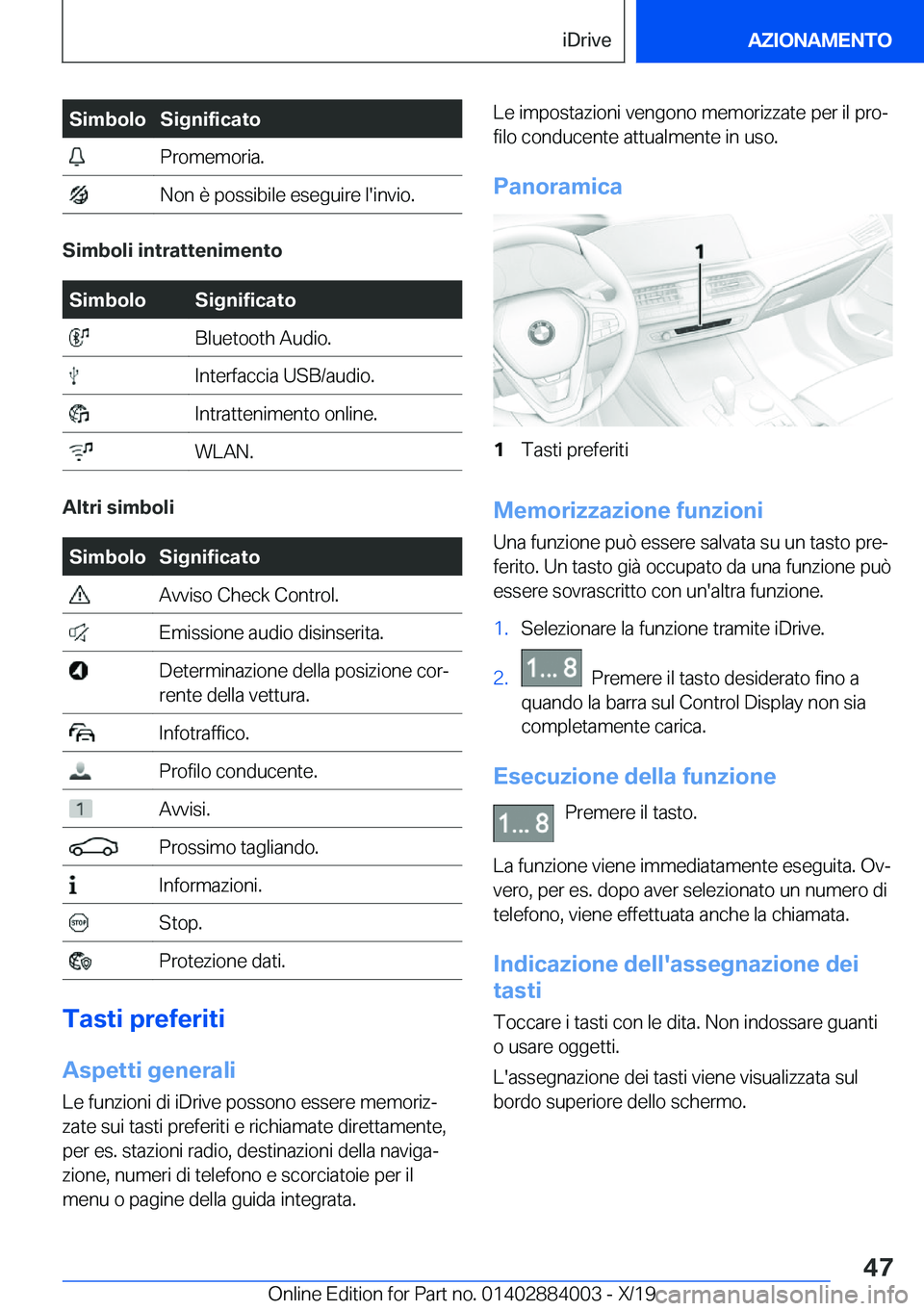 BMW X7 2020  Libretti Di Uso E manutenzione (in Italian) �S�i�m�b�o�l�o�S�i�g�n�i�f�i�c�a�t�o��P�r�o�m�e�m�o�r�i�a�.��N�o�n��è��p�o�s�s�i�b�i�l�e��e�s�e�g�u�i�r�e��l�'�i�n�v�i�o�.
�S�i�m�b�o�l�i��i�n�t�r�a�t�t�e�n�i�m�e�n�t�o
�S�i�m�b�o�l�o�S�i�