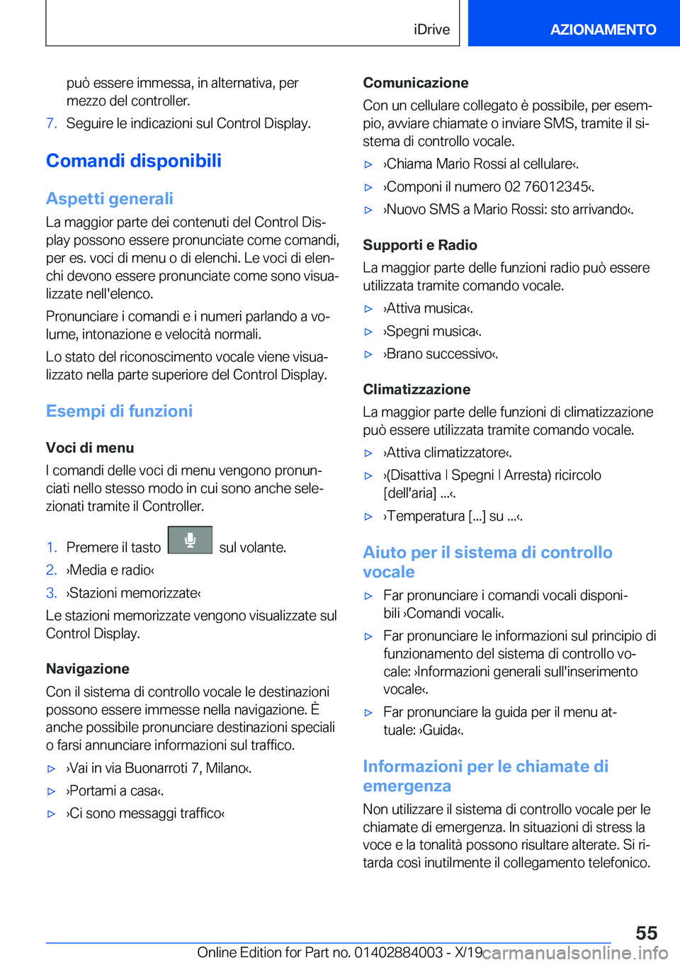 BMW X7 2020  Libretti Di Uso E manutenzione (in Italian) �p�u�