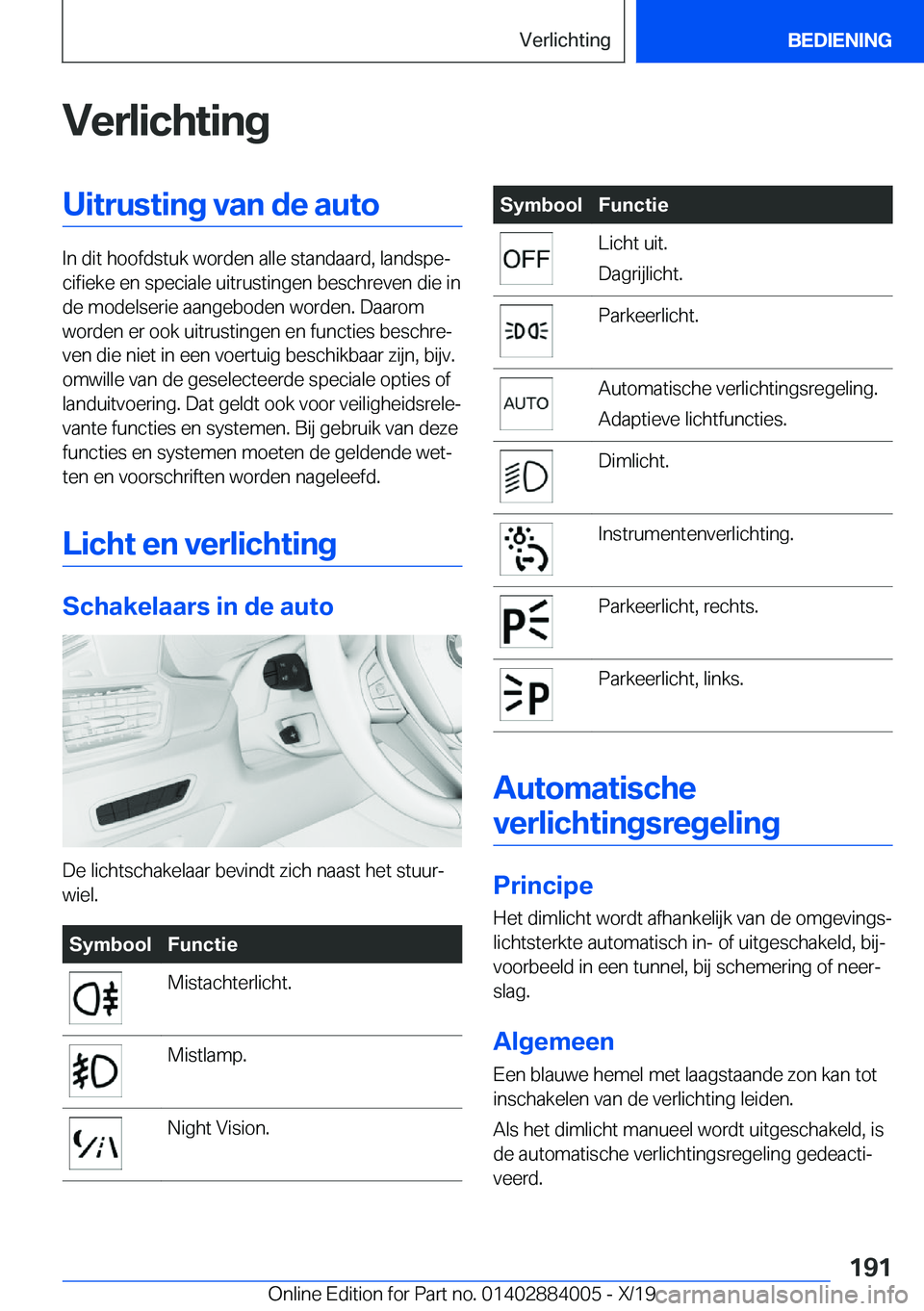 BMW X7 2020  Instructieboekjes (in Dutch) �V�e�r�l�i�c�h�t�i�n�g�U�i�t�r�u�s�t�i�n�g��v�a�n��d�e��a�u�t�o
�I�n��d�i�t��h�o�o�f�d�s�t�u�k��w�o�r�d�e�n��a�l�l�e��s�t�a�n�d�a�a�r�d�,��l�a�n�d�s�p�ej�c�i�f�i�e�k�e��e�n��s�p�e�c�i�a�l�