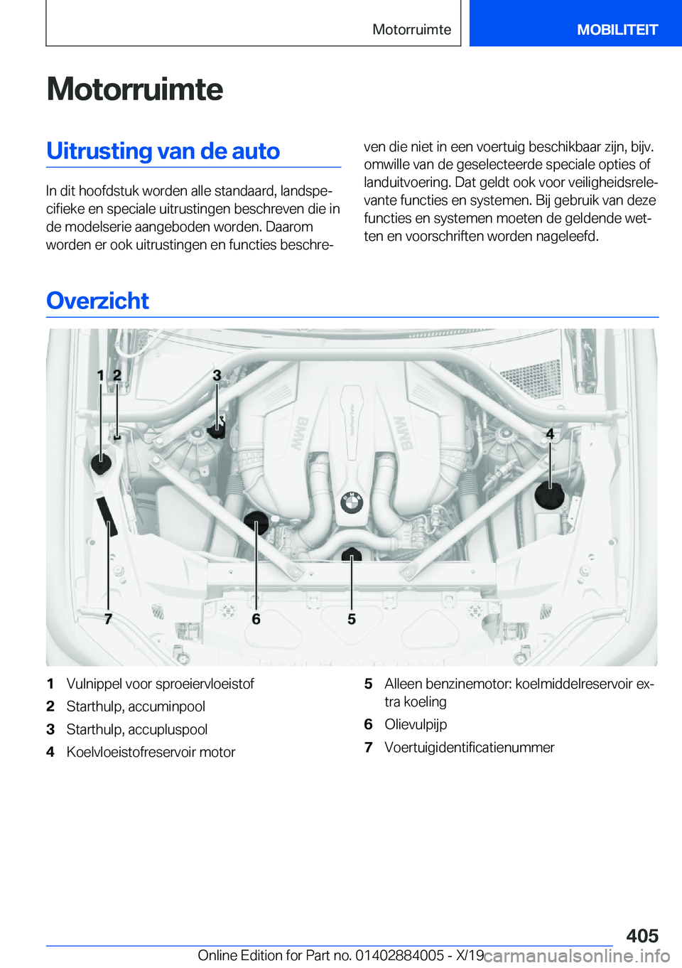 BMW X7 2020  Instructieboekjes (in Dutch) �M�o�t�o�r�r�u�i�m�t�e�U�i�t�r�u�s�t�i�n�g��v�a�n��d�e��a�u�t�o
�I�n��d�i�t��h�o�o�f�d�s�t�u�k��w�o�r�d�e�n��a�l�l�e��s�t�a�n�d�a�a�r�d�,��l�a�n�d�s�p�ej�c�i�f�i�e�k�e��e�n��s�p�e�c�i�a�l�