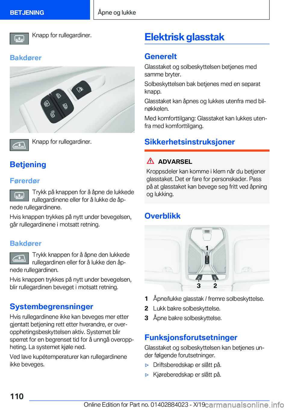 BMW X7 2020  InstruksjonsbØker (in Norwegian) �K�n�a�p�p��f�o�r��r�u�l�l�e�g�a�r�d�i�n�e�r�.
�B�a�k�d�