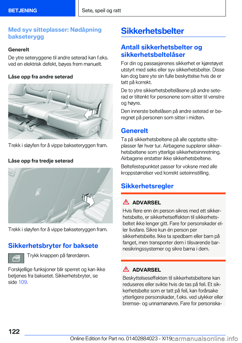 BMW X7 2020  InstruksjonsbØker (in Norwegian) �M�e�d��s�y�v��s�i�t�t�e�p�l�a�s�s�e�r�:��N�