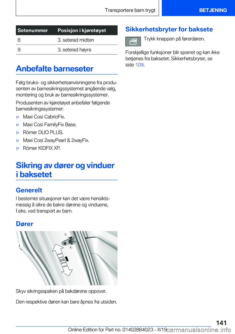 BMW X7 2020  InstruksjonsbØker (in Norwegian) �S�e�t�e�n�u�m�m�e�r�P�o�s�i�s�j�o�n��i��k�j�