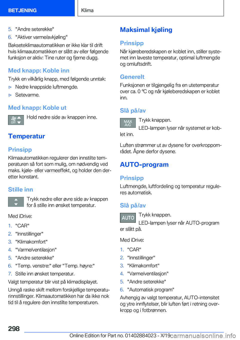 BMW X7 2020  InstruksjonsbØker (in Norwegian) �5�.��A�n�d�r�e��s�e�t�e�r�e�k�k�e��6�.��A�k�t�i�v�e�r��v�a�r�m�e�/�a�v�k�j�