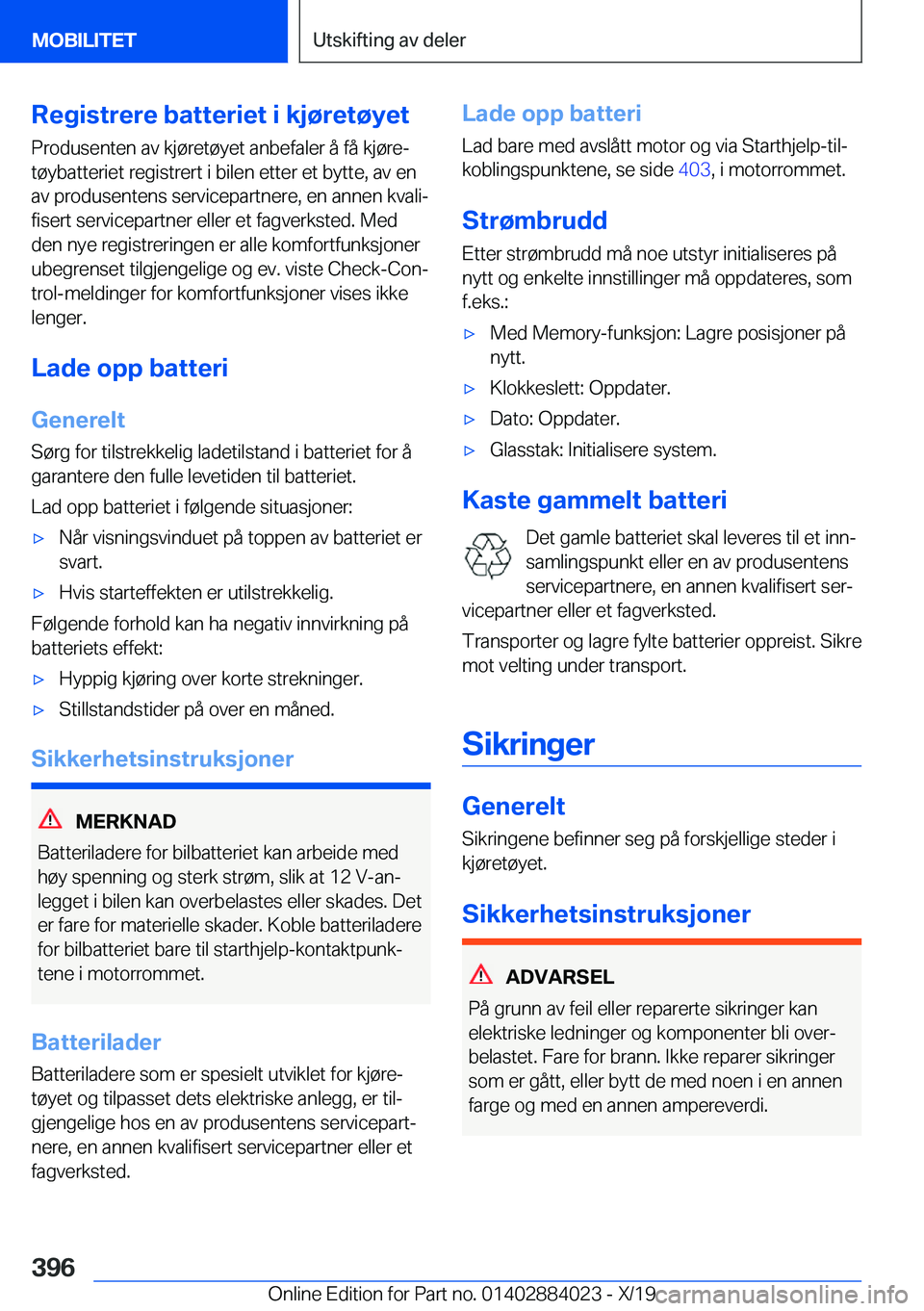 BMW X7 2020  InstruksjonsbØker (in Norwegian) �R�e�g�i�s�t�r�e�r�e��b�a�t�t�e�r�i�e�t��i��k�j�