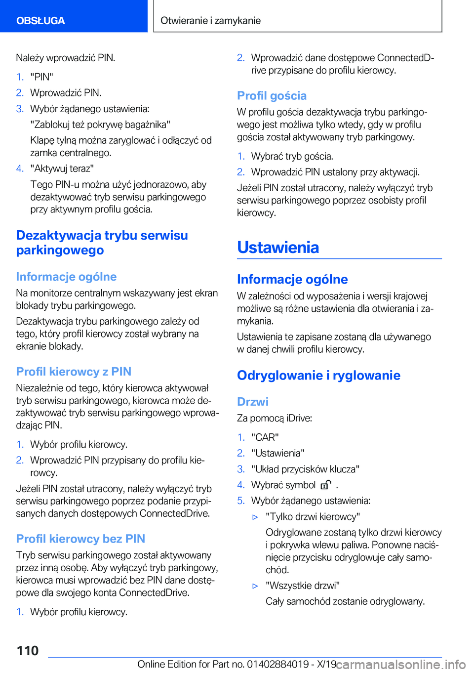 BMW X7 2020  Instrukcja obsługi (in Polish) �N�a�l�e9�y��w�p�r�o�w�a�d�z�i�