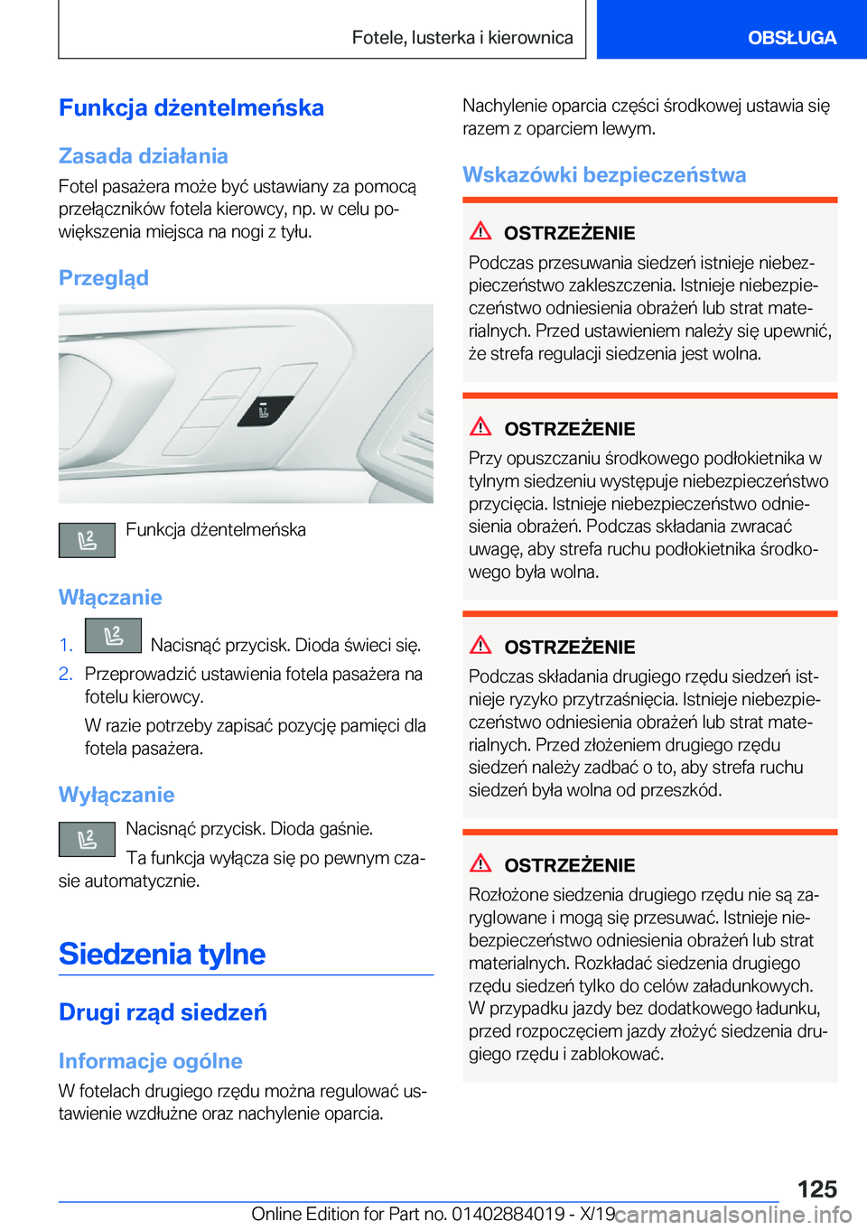 BMW X7 2020  Instrukcja obsługi (in Polish) �F�u�n�k�c�j�a��d9�e�n�t�e�l�m�e�