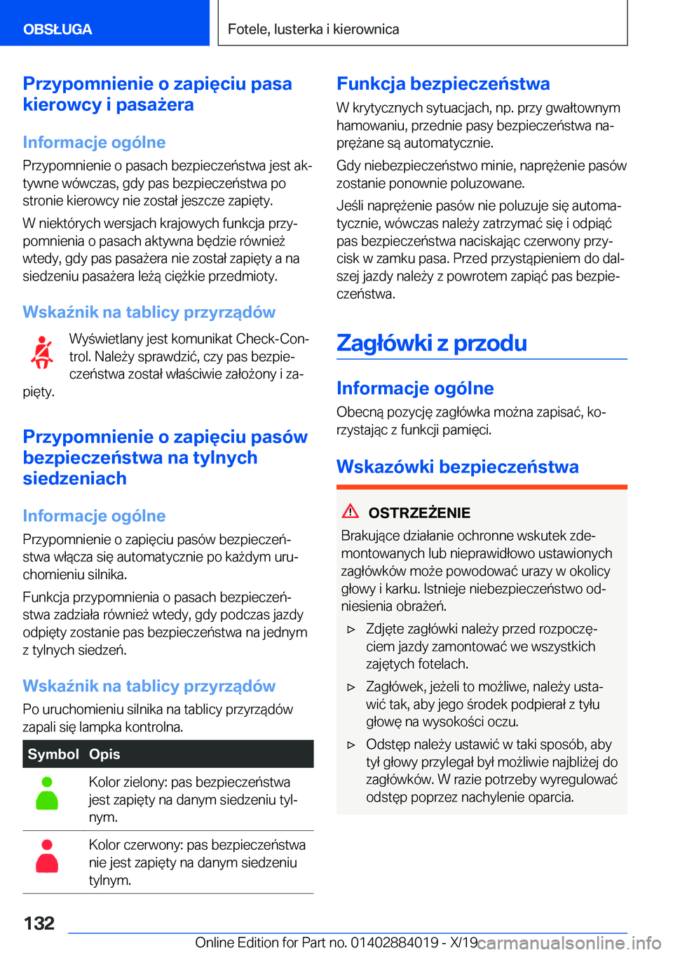 BMW X7 2020  Instrukcja obsługi (in Polish) �P�r�z�y�p�o�m�n�i�e�n�i�e��o��z�a�p�i�