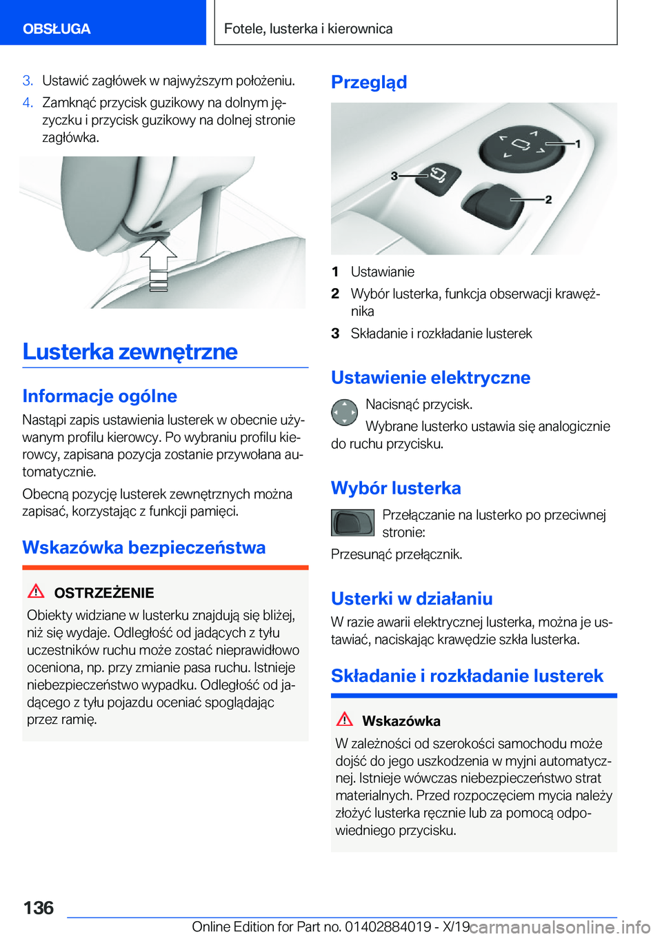 BMW X7 2020  Instrukcja obsługi (in Polish) �3�.�U�s�t�a�w�i�