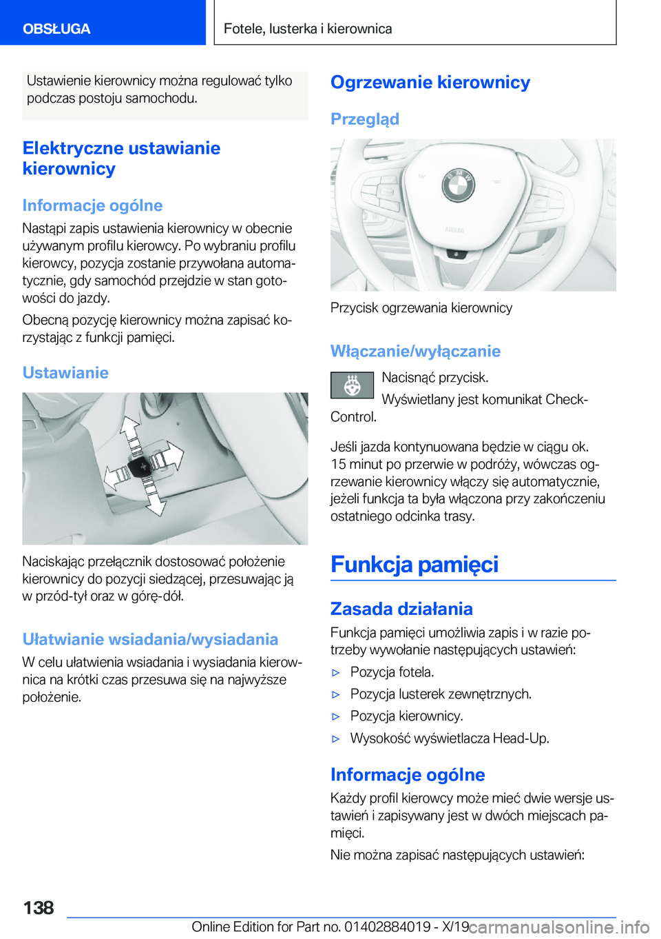 BMW X7 2020  Instrukcja obsługi (in Polish) �U�s�t�a�w�i�e�n�i�e��k�i�e�r�o�w�n�i�c�y��m�o9�n�a��r�e�g�u�l�o�w�a�