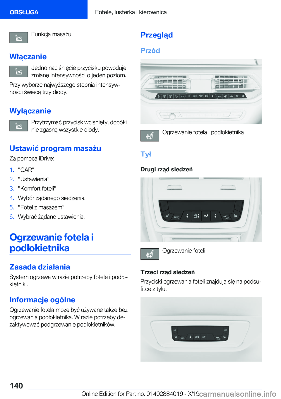 BMW X7 2020  Instrukcja obsługi (in Polish) �F�u�n�k�c�j�a��m�a�s�a9�u
�W�ł�ą�c�z�a�n�i�e �J�e�d�n�o��n�a�c�i�n�i�