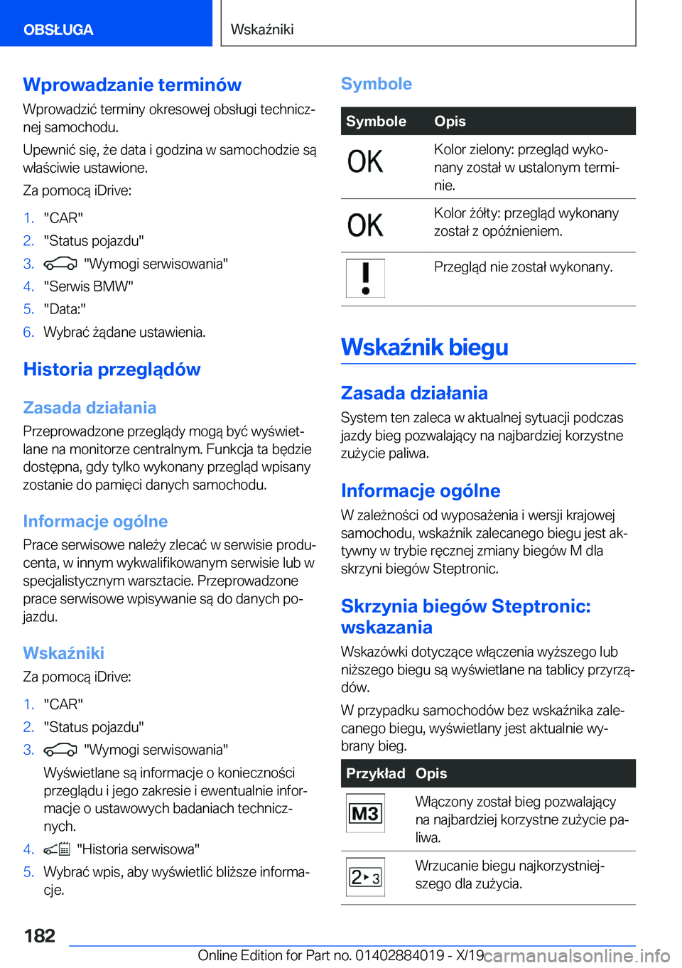 BMW X7 2020  Instrukcja obsługi (in Polish) �W�p�r�o�w�a�d�z�a�n�i�e��t�e�r�m�i�n�
