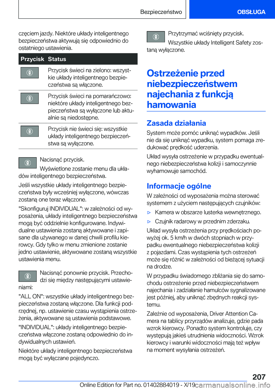 BMW X7 2020  Instrukcja obsługi (in Polish) �c�z�