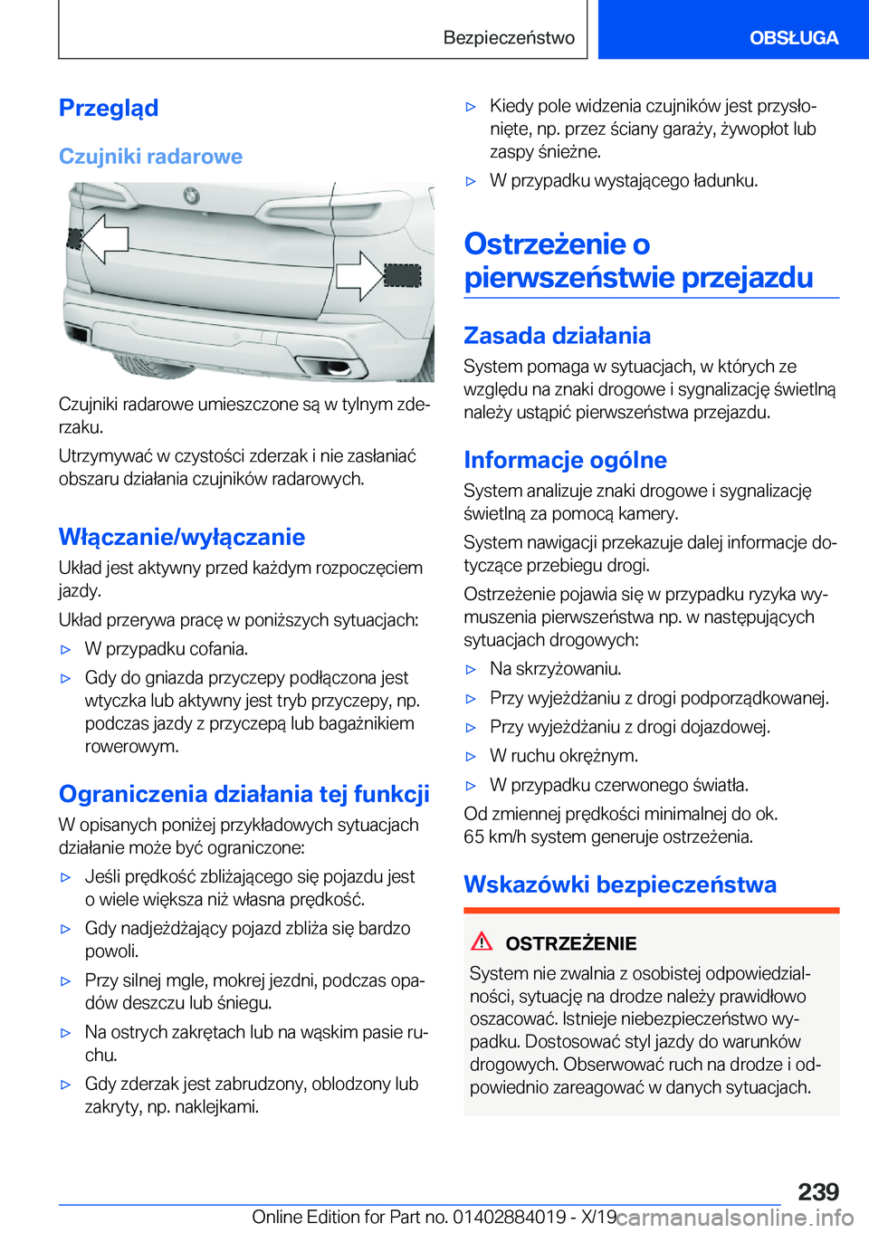 BMW X7 2020  Instrukcja obsługi (in Polish) �P�r�z�e�g�l�ą�d�C�z�u�j�n�i�k�i��r�a�d�a�r�o�w�e
�C�z�u�j�n�i�k�i��r�a�d�a�r�o�w�e��u�m�i�e�s�z�c�z�o�n�e��s�