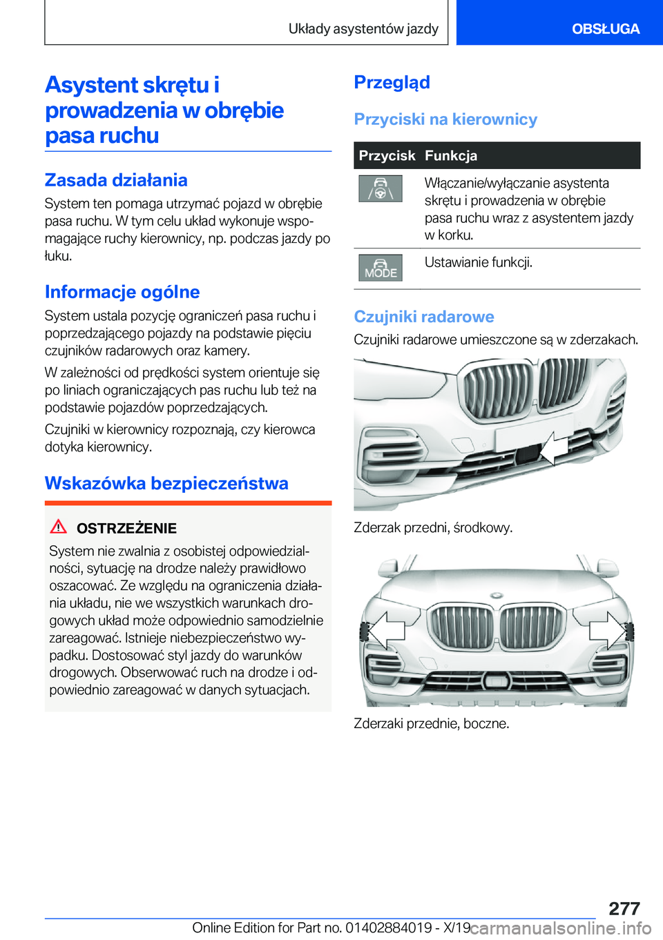 BMW X7 2020  Instrukcja obsługi (in Polish) �A�s�y�s�t�e�n�t��s�k�r�