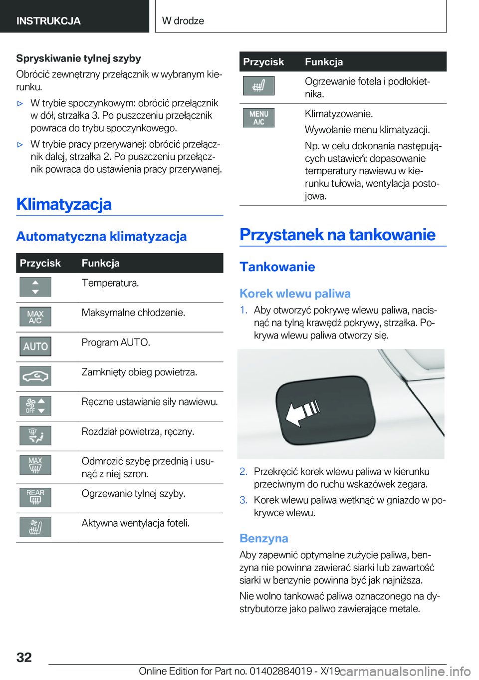 BMW X7 2020  Instrukcja obsługi (in Polish) �S�p�r�y�s�k�i�w�a�n�i�e��t�y�l�n�e�j��s�z�y�b�y
�O�b�r�