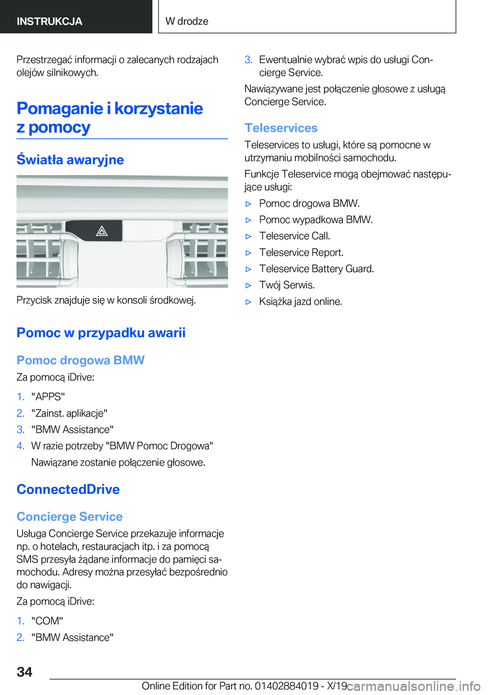 BMW X7 2020  Instrukcja obsługi (in Polish) �P�r�z�e�s�t�r�z�e�g�a�