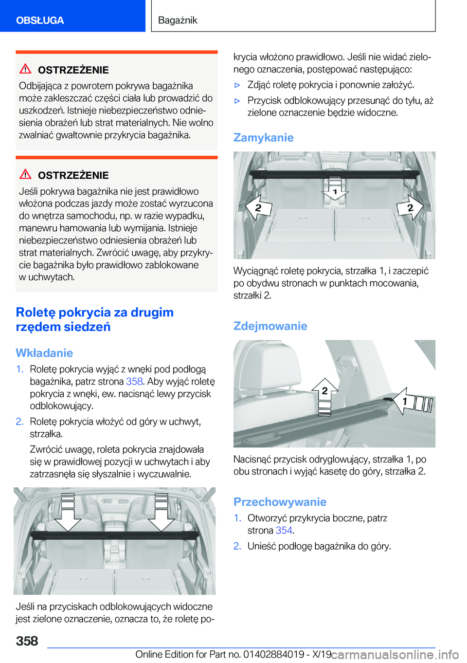 BMW X7 2020  Instrukcja obsługi (in Polish) �O�S�T�R�Z�E8�E�N�I�E
�O�d�b�i�j�a�j�