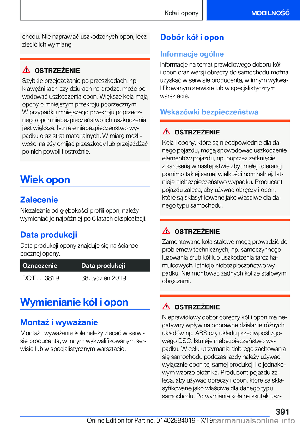 BMW X7 2020  Instrukcja obsługi (in Polish) �c�h�o�d�u�.��N�i�e��n�a�p�r�a�w�i�a�
