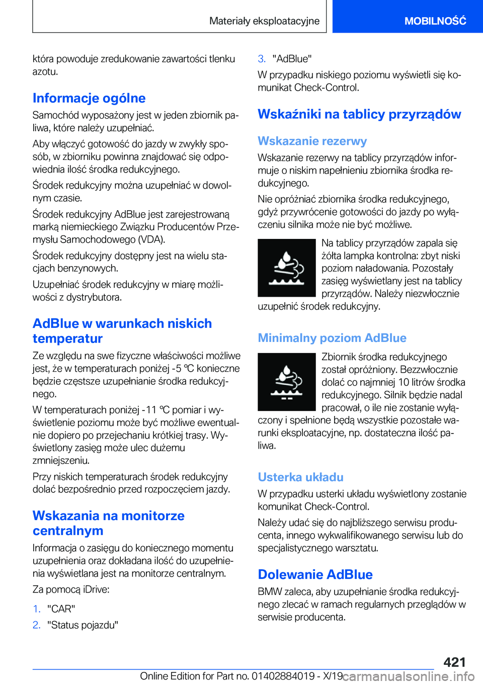 BMW X7 2020  Instrukcja obsługi (in Polish) �k�t�
