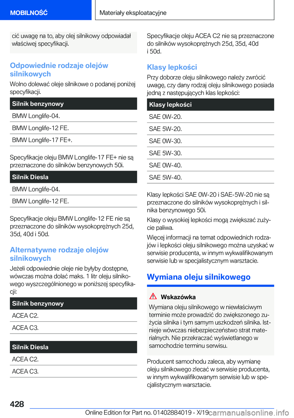 BMW X7 2020  Instrukcja obsługi (in Polish) �c�i�
