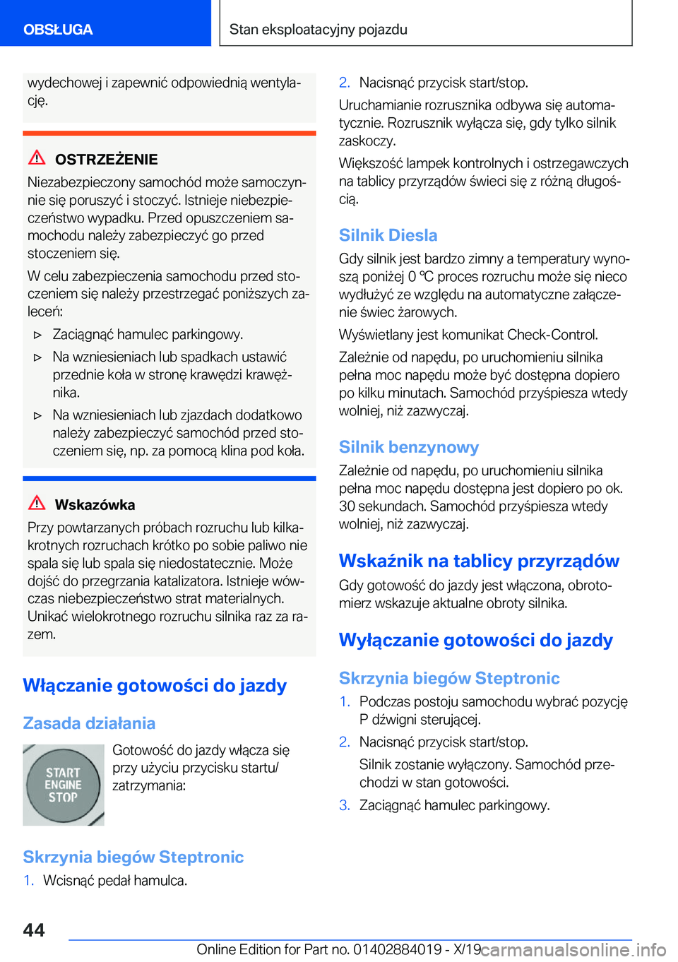 BMW X7 2020  Instrukcja obsługi (in Polish) �w�y�d�e�c�h�o�w�e�j��i��z�a�p�e�w�n�i�