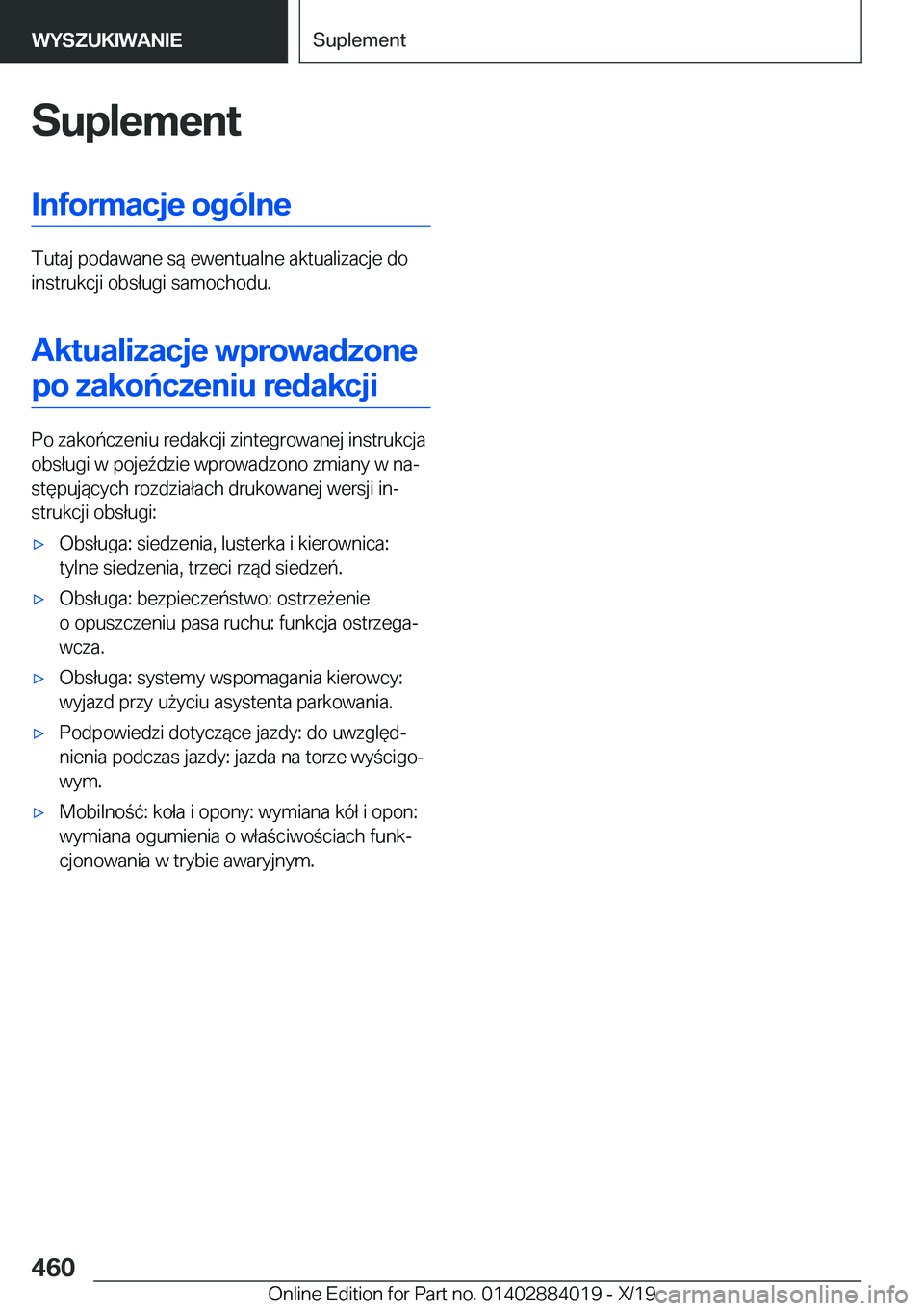 BMW X7 2020  Instrukcja obsługi (in Polish) �S�u�p�l�e�m�e�n�t�I�n�f�o�r�m�a�c�j�e��o�g�