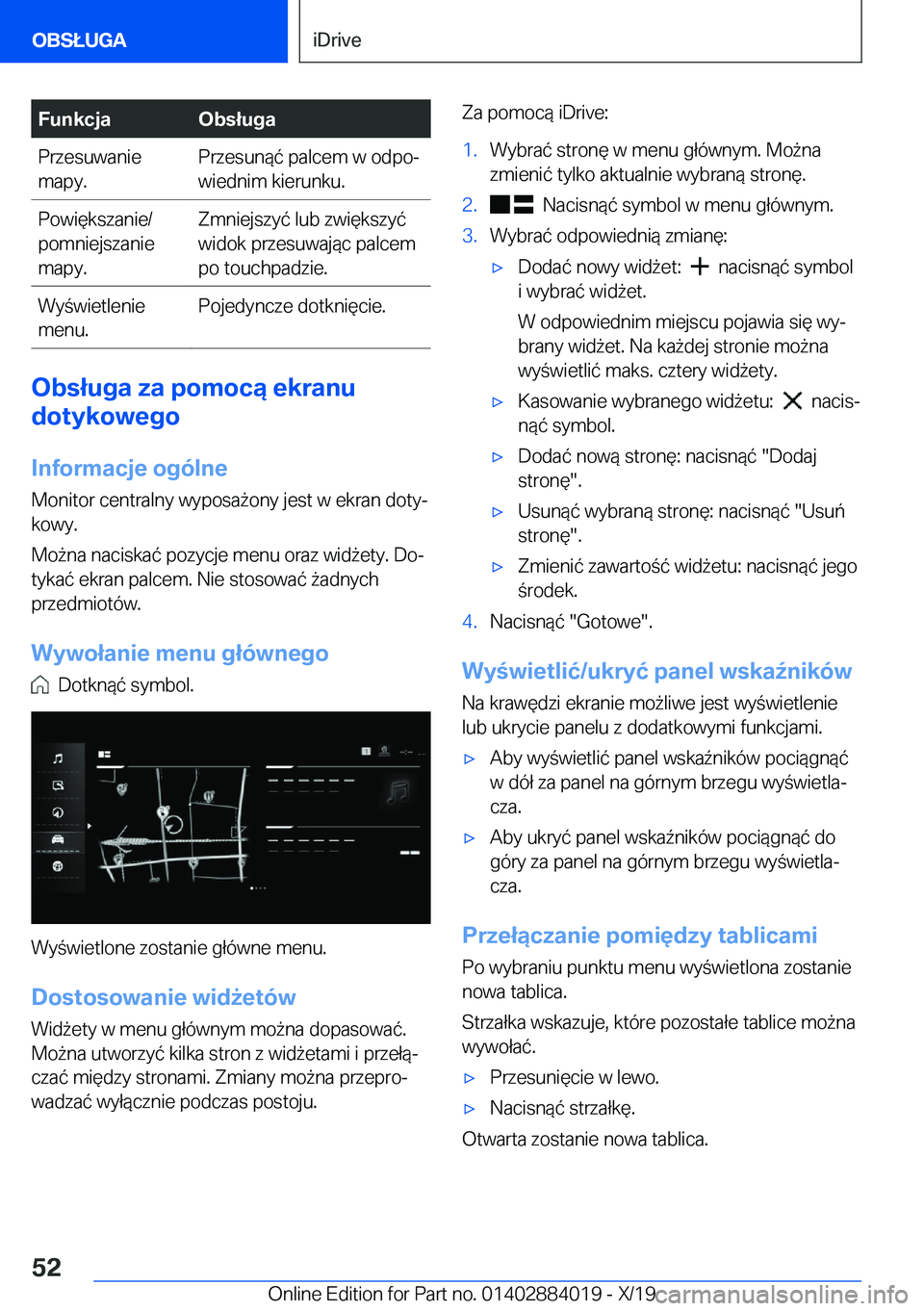 BMW X7 2020  Instrukcja obsługi (in Polish) �F�u�n�k�c�j�a�O�b�s�ł�u�g�a�P�r�z�e�s�u�w�a�n�i�e
�m�a�p�y�.�P�r�z�e�s�u�n�
