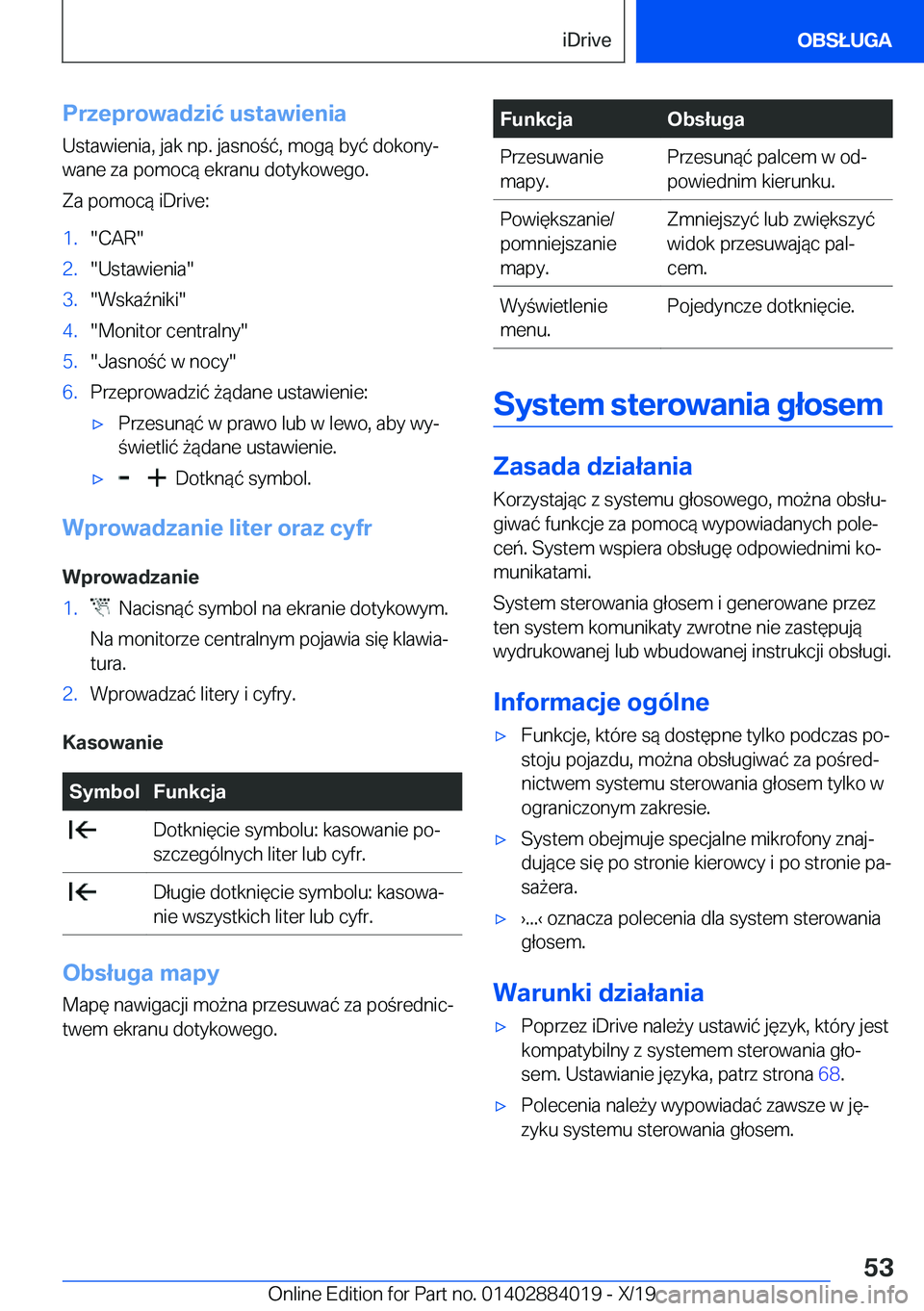 BMW X7 2020  Instrukcja obsługi (in Polish) �P�r�z�e�p�r�o�w�a�d�z�i�ć��u�s�t�a�w�i�e�n�i�a
�U�s�t�a�w�i�e�n�i�a�,��j�a�k��n�p�.��j�a�s�n�o�