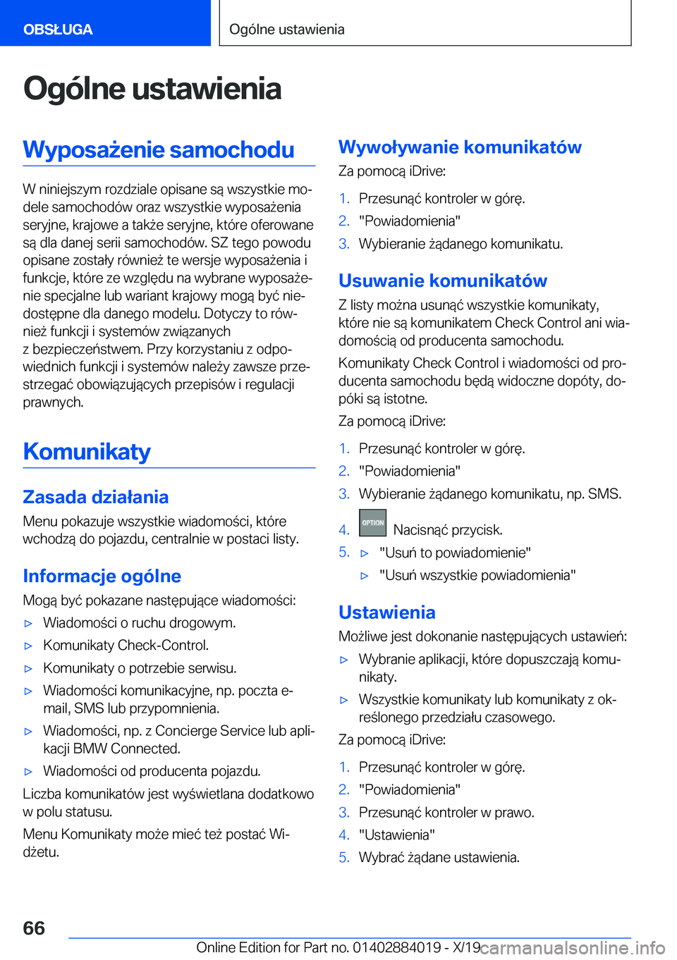 BMW X7 2020  Instrukcja obsługi (in Polish) �O�g�