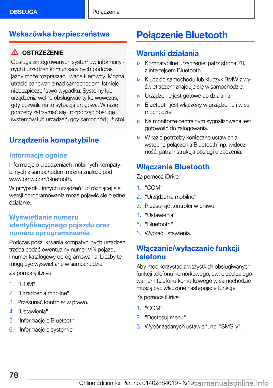 BMW X7 2020  Instrukcja obsługi (in Polish) �W�s�k�a�z�