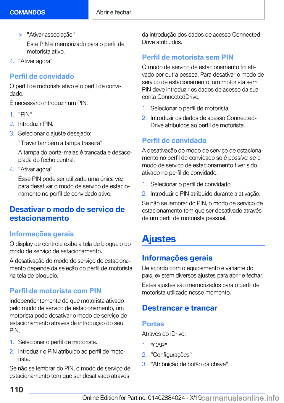 BMW X7 2020  Manual do condutor (in Portuguese) x��A�t�i�v�a�r��a�s�s�o�c�i�a�
