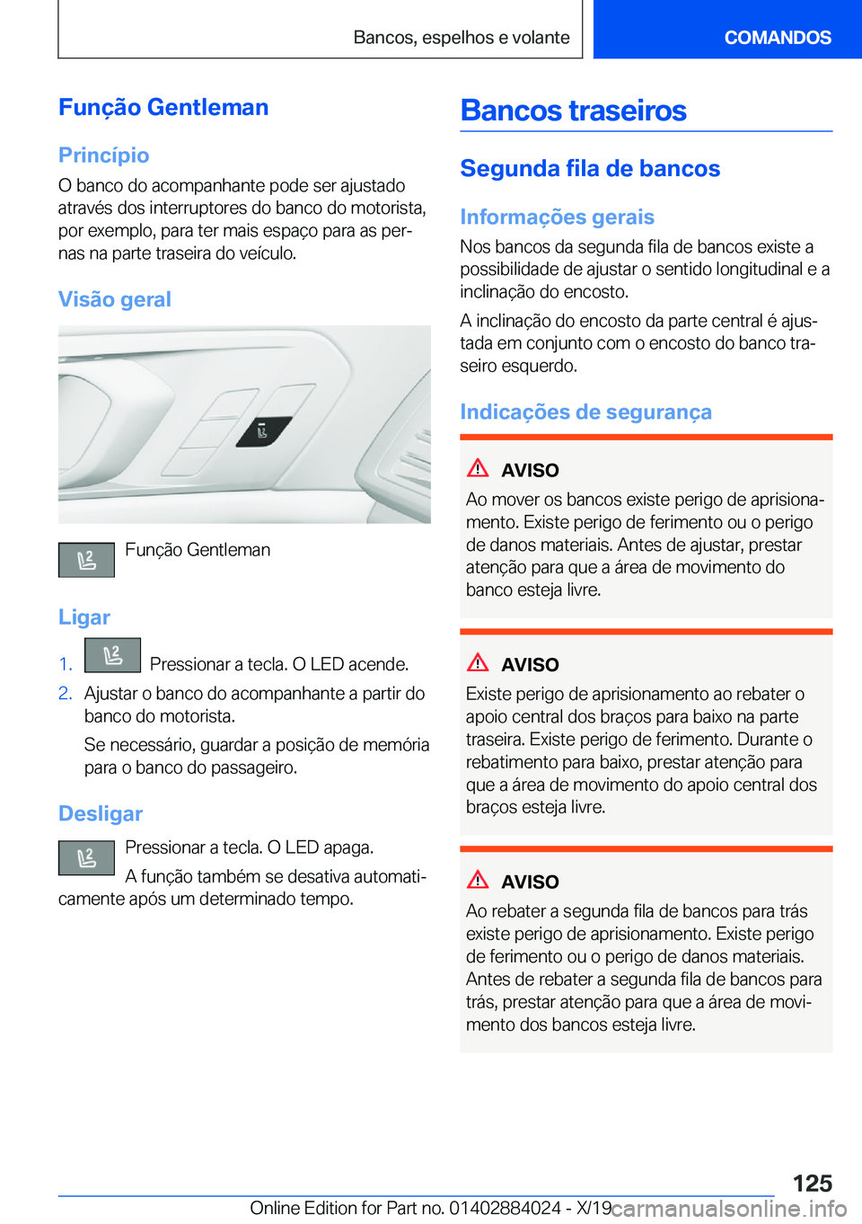 BMW X7 2020  Manual do condutor (in Portuguese) �F�u�n�