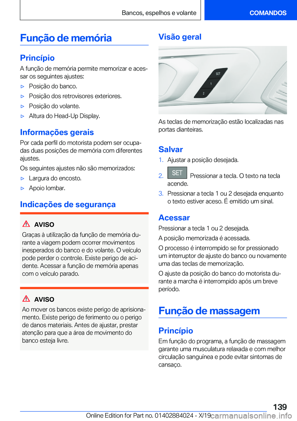 BMW X7 2020  Manual do condutor (in Portuguese) �F�u�n�