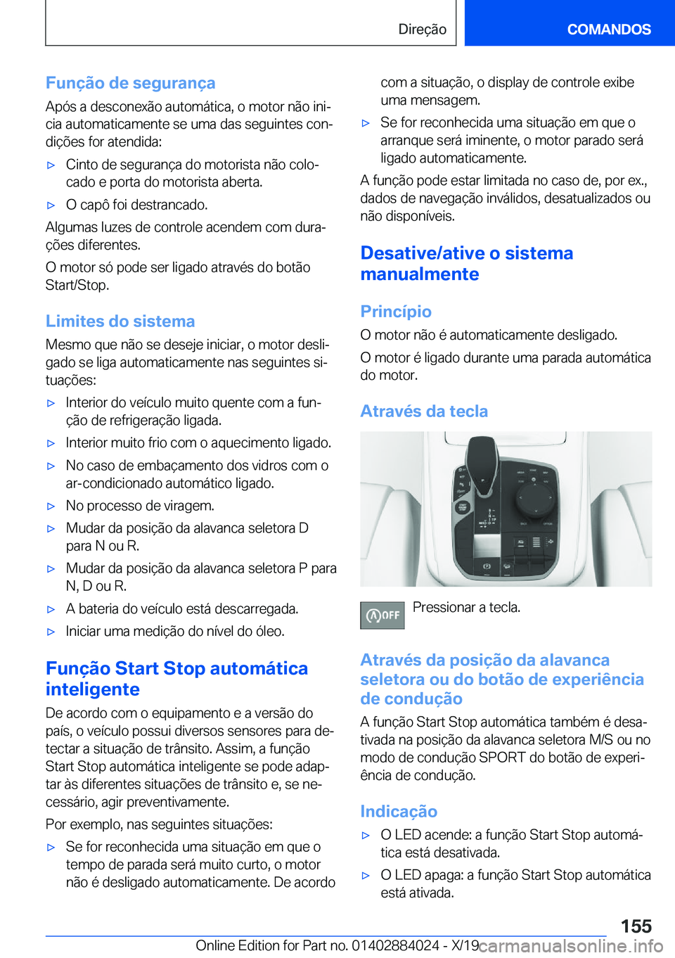BMW X7 2020  Manual do condutor (in Portuguese) �F�u�n�
