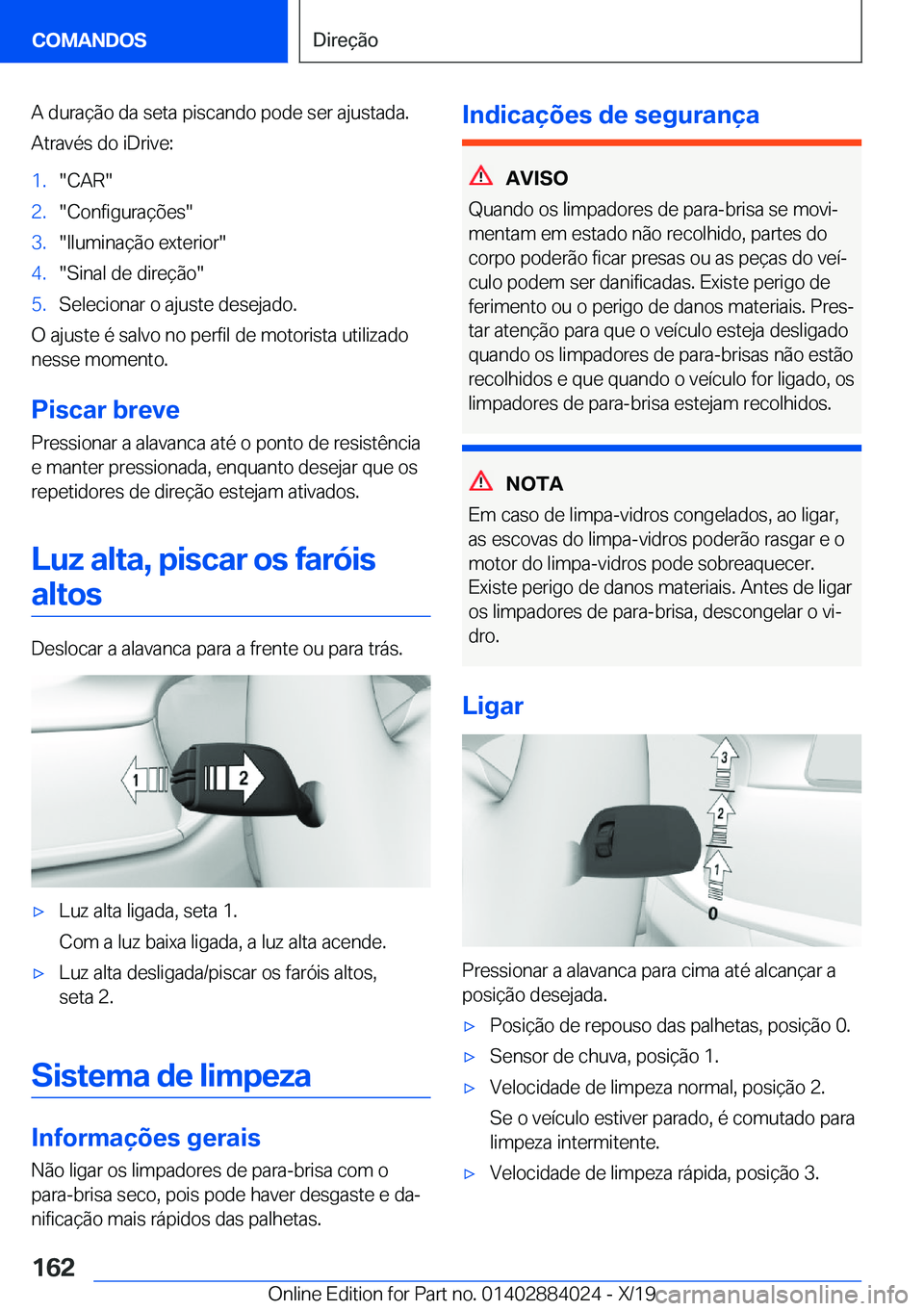 BMW X7 2020  Manual do condutor (in Portuguese) �A��d�u�r�a�