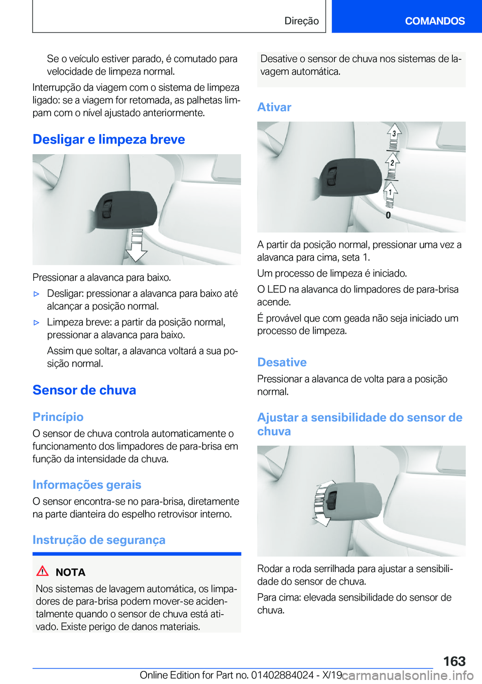 BMW X7 2020  Manual do condutor (in Portuguese) �S�e��o��v�e�